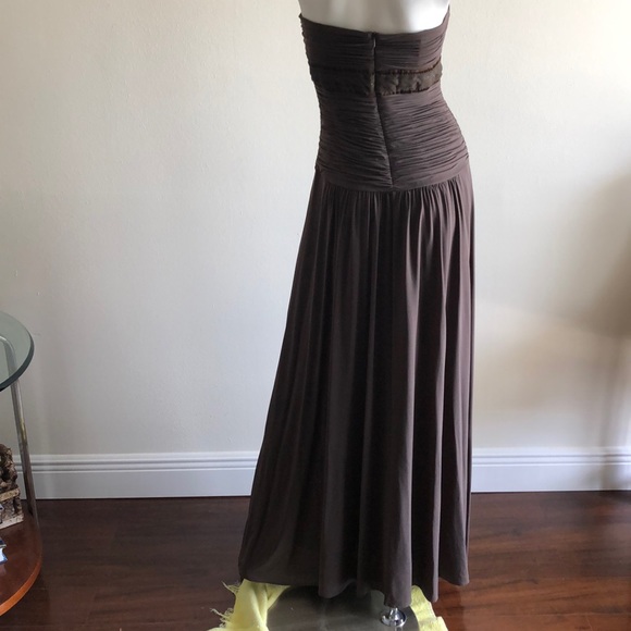 BCBGMaxAzria Mocha Brown Strapless Long Dress